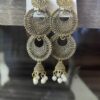 White Pearl Golden Oxidized Jhumka
