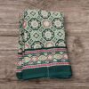 GREEN PRINTED SATIN AJRAK SAREE