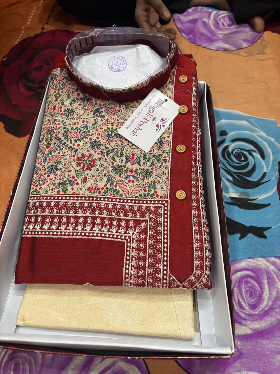 RED COLOUR COTTON PANJABI PYAJAMA