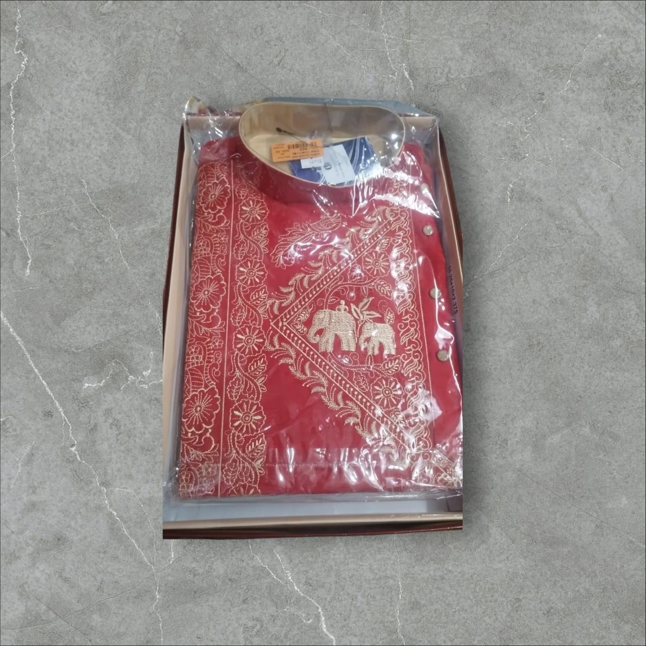 RED COLOUR COTTON MIX PANJABI PYJAMA