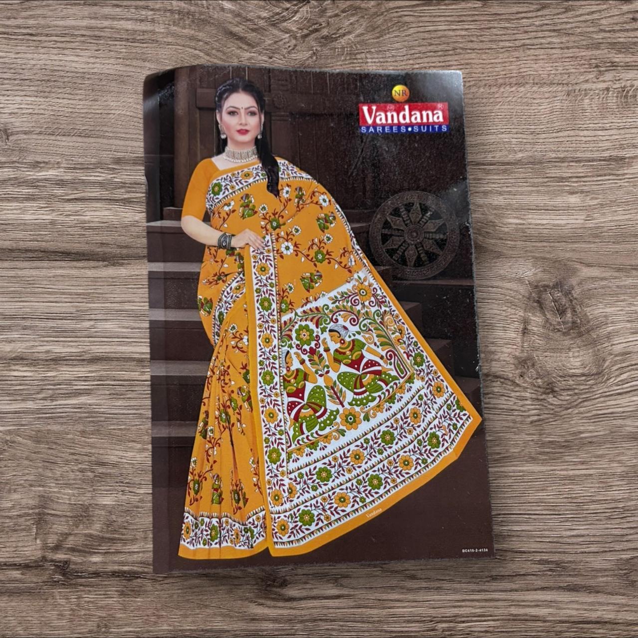 YELLOW AND WHITE VANDANA COTTON SAREE