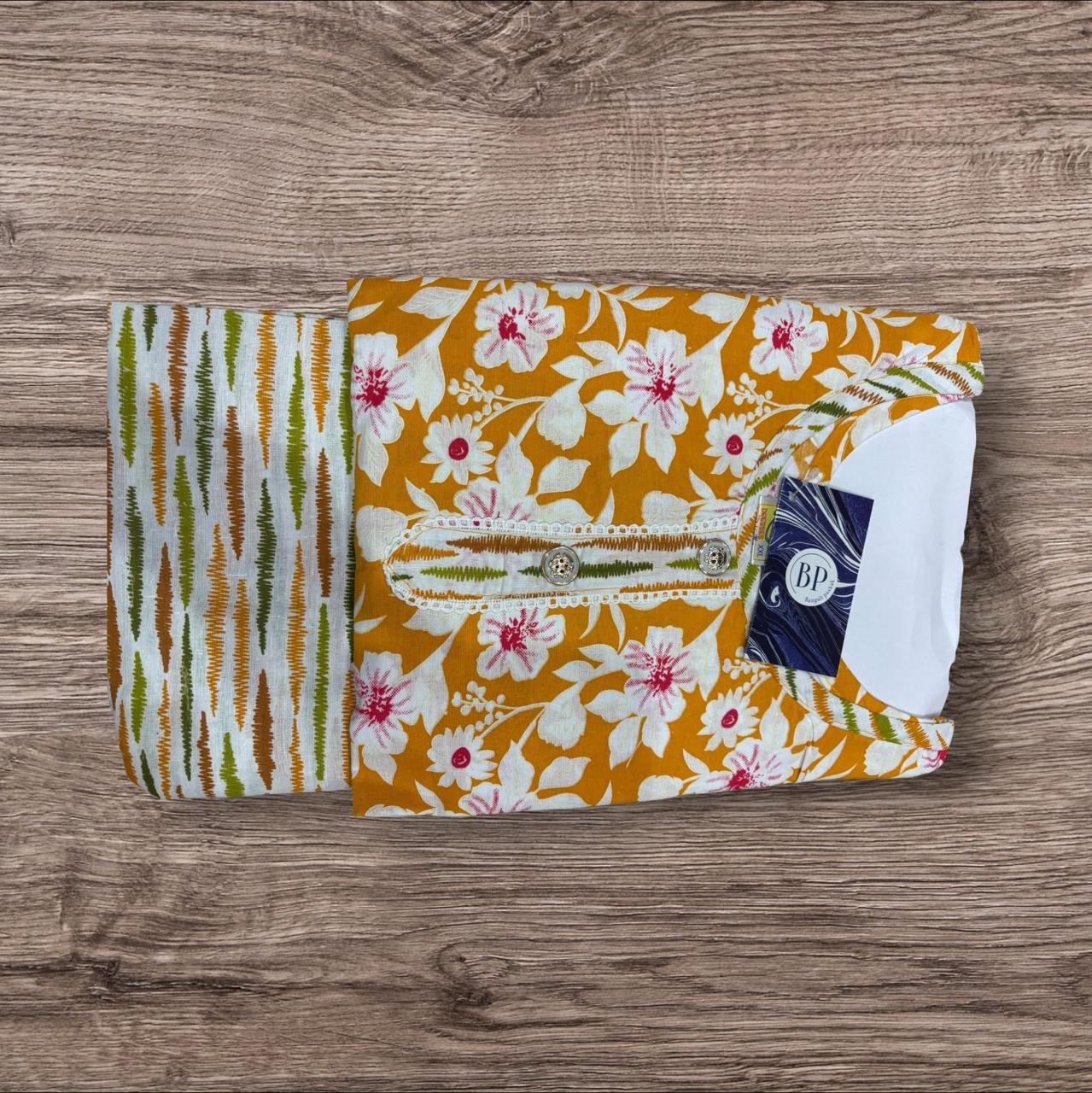 YELLOW COLOUR COTTON KURTI PANT