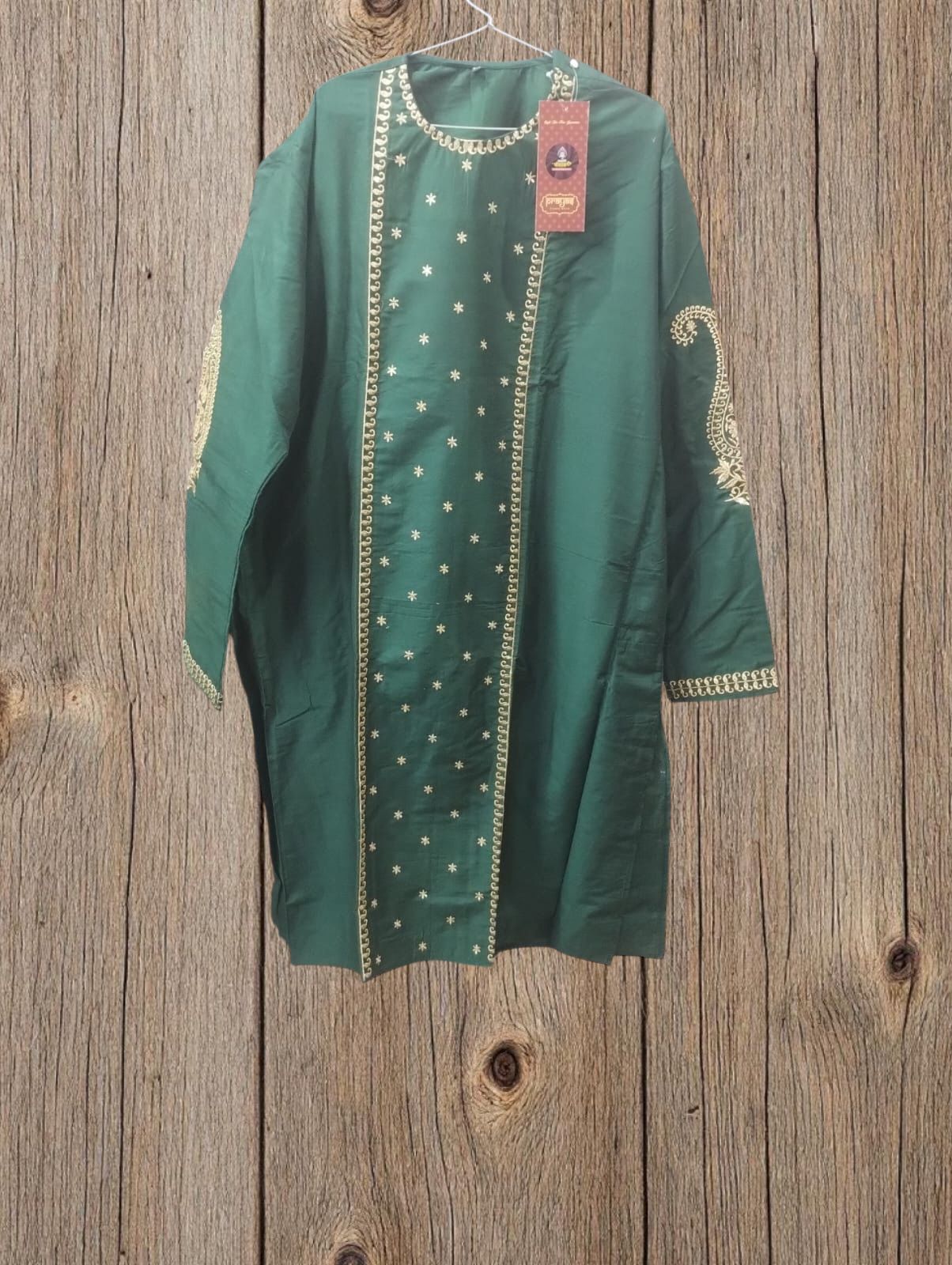 DARK GREEN COLOUR KURTA WITH BOOTY WORK