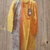 YELLOW GENTS KURTA WITH RED EMBROIDERED WORK