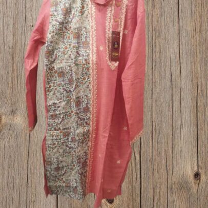 PEACH GENTS PANJABI WITH MULTICOLOR EMBROIDERED WORK