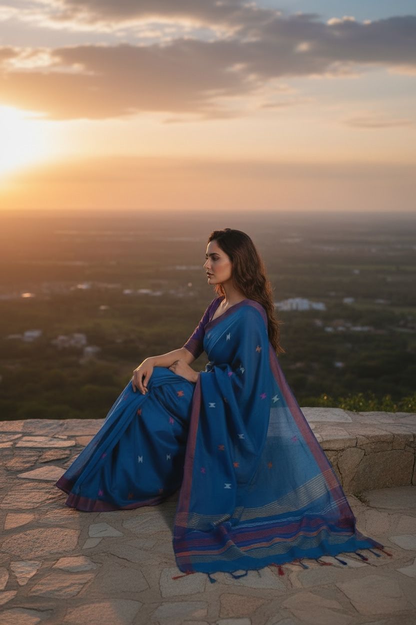 Dark Blue Color Handloom Saree